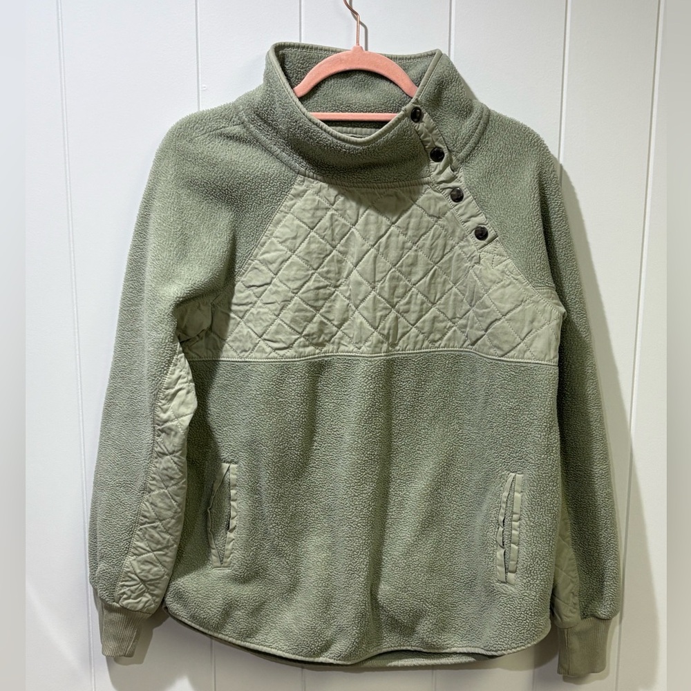 Green Quilted Fleece Pullover